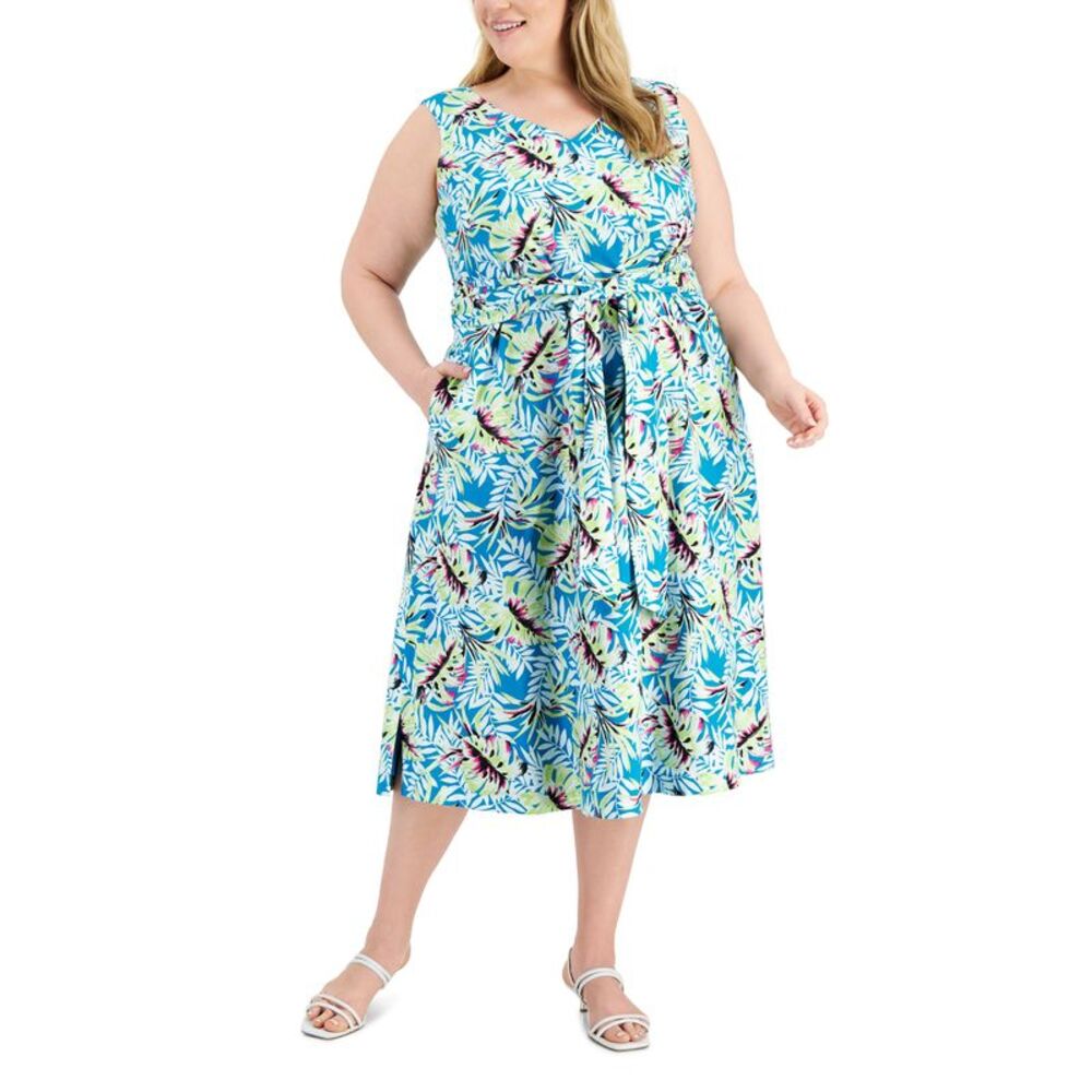 Anne Klein Trendy Plus Tie Waist Midi Dress